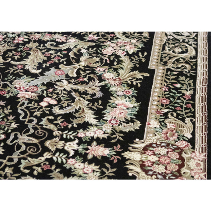 High-Quality Hand-Knotted Black Area Rug