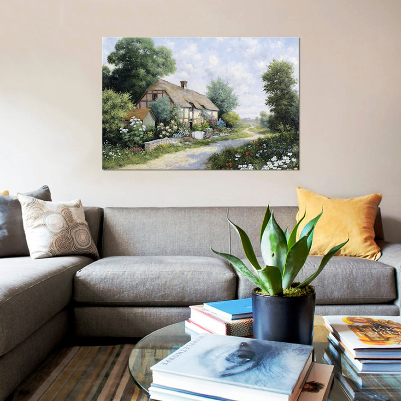 «The Country House», reproduction sur toile, H 26 po x l 40 po x P 1,5 po, Toile tendue, Pas de tapis