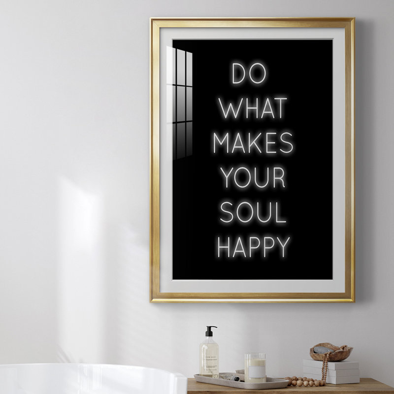 «Soul Happy», reproduction encadrée de qualité supérieure - prête à être accrochée, Or, H 24,5 po x l 18,5 po x P 1 po