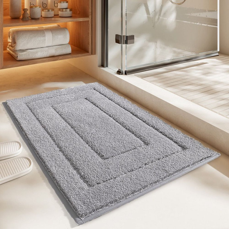 Tapis de bain avec envers antidérapant, Simple - L 59 po x l 24 po, Gris clair