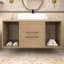 Meuble-lavabo mural simple 40 po avec comptoir en bois massif et manufacturé-446346845