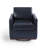 Modern Upholstered Navy Faux Leather Square Swivel Armchair with Matel Base-1911173914