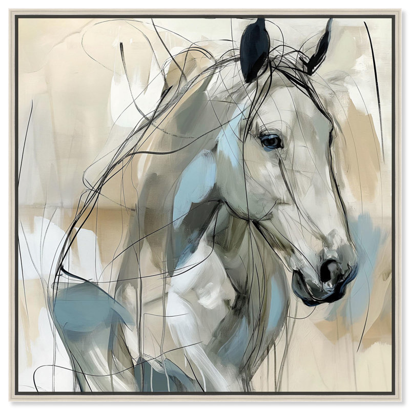 «Horse Glint» par Art Remedy, H 41 po x l 41 po x P 2 po, Encadrement argenté