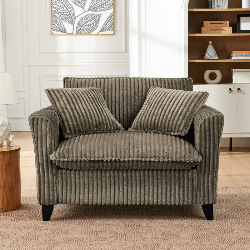 Fauteuil paresseux brun confortable avec velours côtelé, bonne résilience, structure en bois et pieds en plastique, siège, facile à placer dans de petits espaces