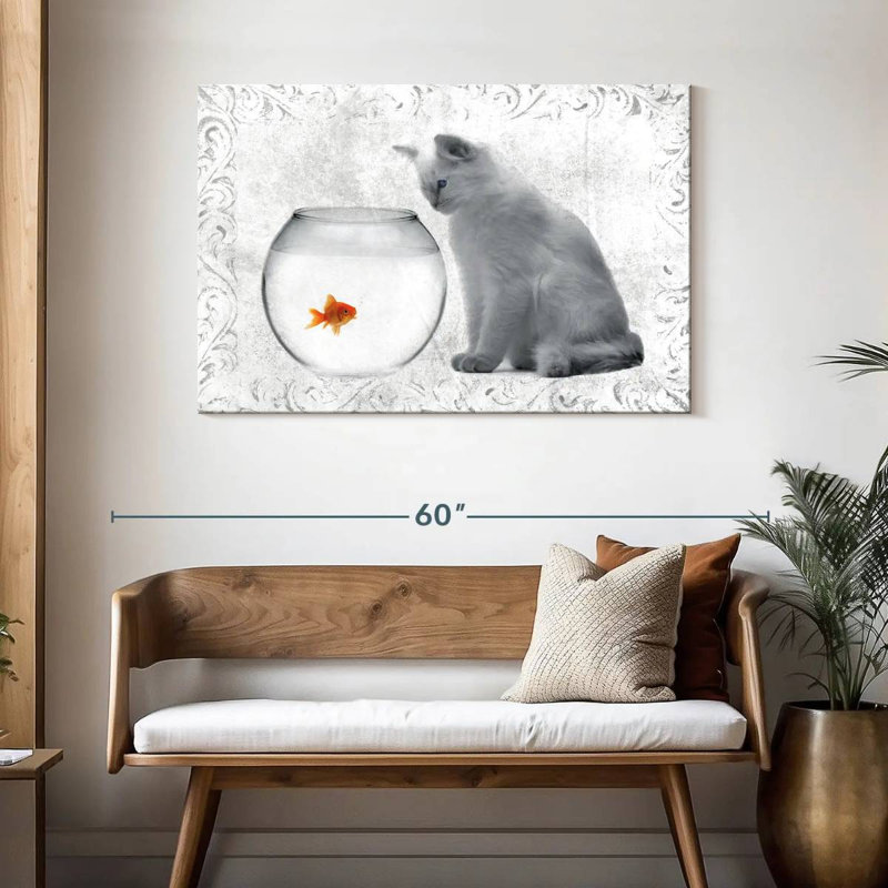 Goldfish And Cat, 30" H x 45" W
