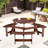 6 Person Picnic Table With Benches - Umbrella Hole, Weather , Brown, For Garden Use Round 3 Built-In Hole Smooth Edge Outdoor Dining-11235397