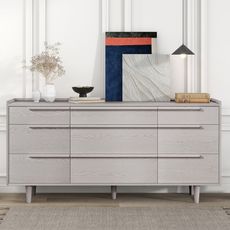 Commode 9 tiroirs Elanora, Gris