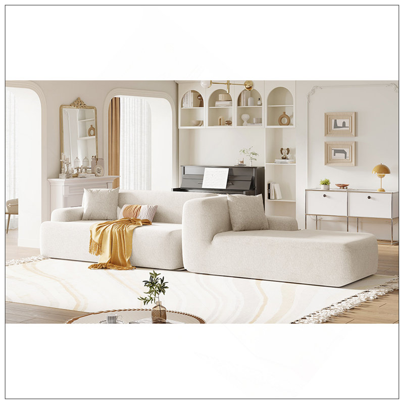 Grand canapé modulaire moderne en forme de L pour salon, chambre à coucher, salon, combinaison libre 2 pièces, style simplifié