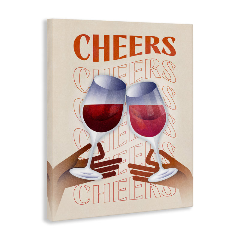 «Cheers Wine Glasses», art mural sur toile par Victoria Barnes, H 20 po x l 16 po