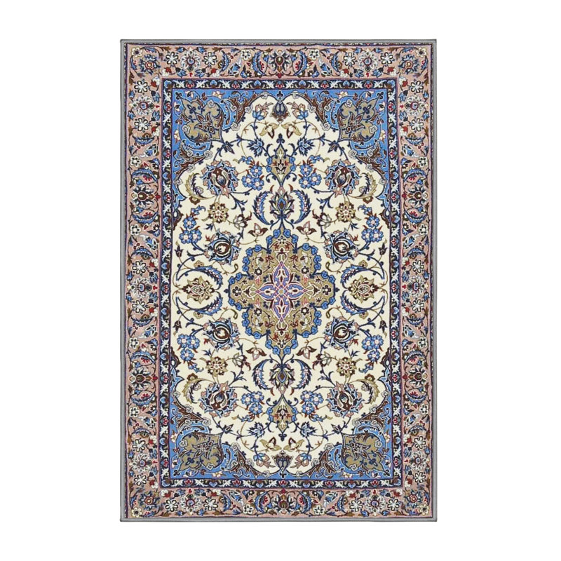 Tapis bleu/beige traditionnel Quynh, Rectangle 3 pi x 5 pi