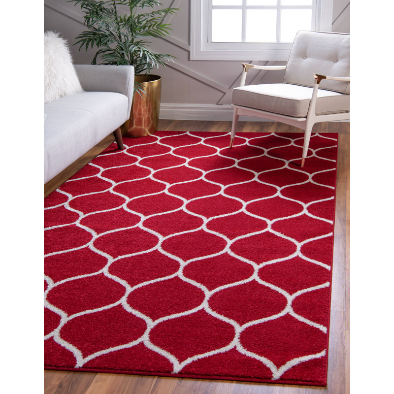 Llanet Geometric Area Rug, Rectangle 10' x 14'1", Red