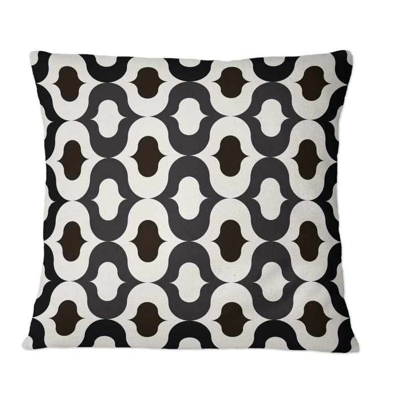 Coussin décoratif à motif géométrique noir et blanc, 18 po x 18 po