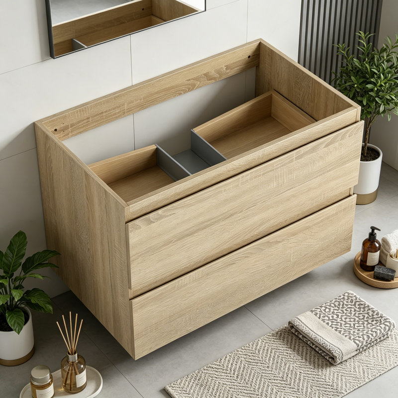 Base de meuble-lavabo simple mural, Light Oak, H 19,69 po x l 29,31 po x P 17,94 po