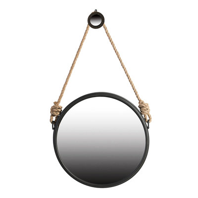 Miroir contemporain à sangle en corde 19,5 po