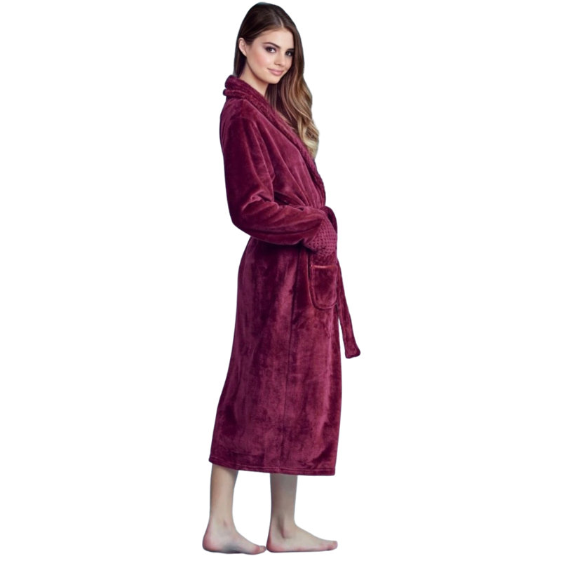 Peignoir en molleton avec poches Vasco, M / G, Rouge