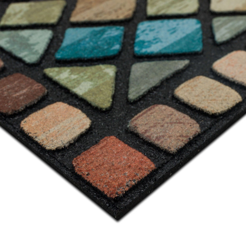 Diamond Planks Multicolor Ornamental Weather Resistant Door Mat