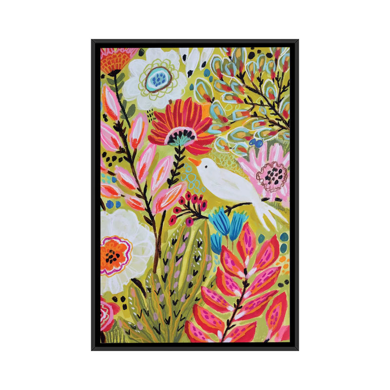 «Garden Birds II» - impression sur toile tendue, H 26 po x l 18 po x P 1,5 po, Toile avec cadre noir, Pas de tapis