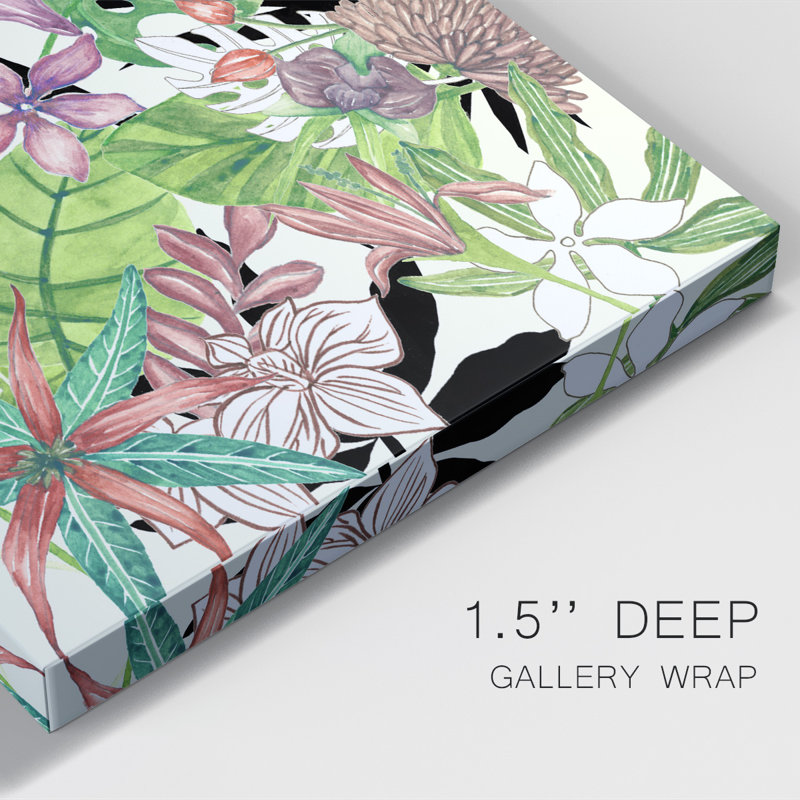 Floral Paradise I - peinture sur toile tendue, H 12 po x l 8 po x P 1 po