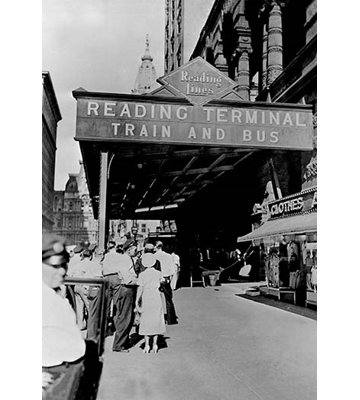 Reproduction de train et d'autobus de lecture, Philadelphie, PA - reproduction de photo