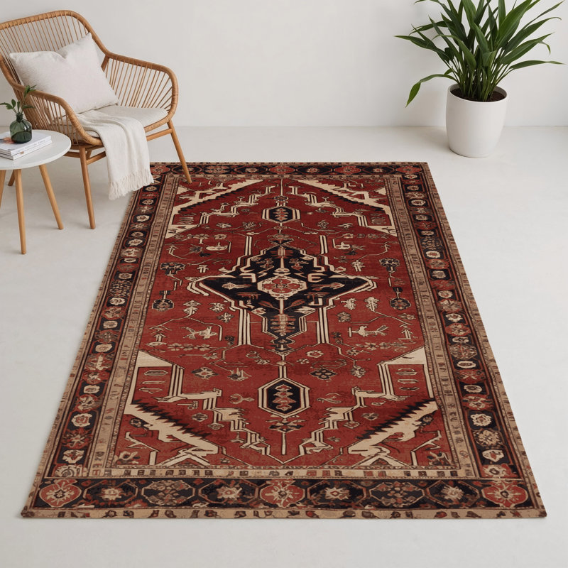Persian Brown Indoor and Outdoor Area Rug, Rectangle 3' x 5'