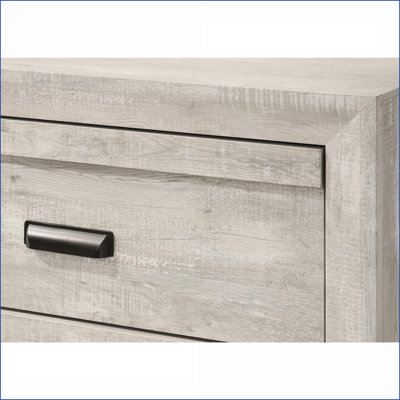Contemporary Rustic Beige Gray Wooden Nightstand with 2 Storage Drawers