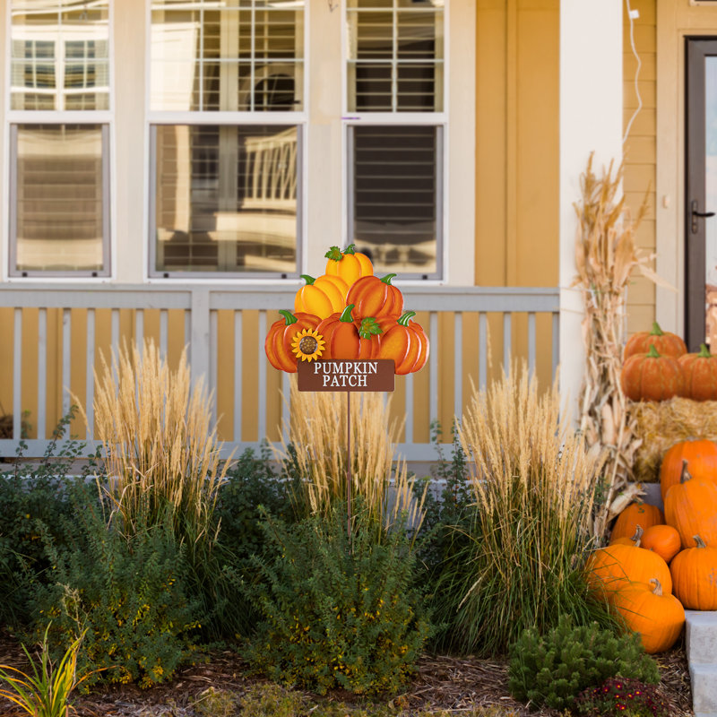 42"H Fall Metal Pumpkins Stack Yard Stake