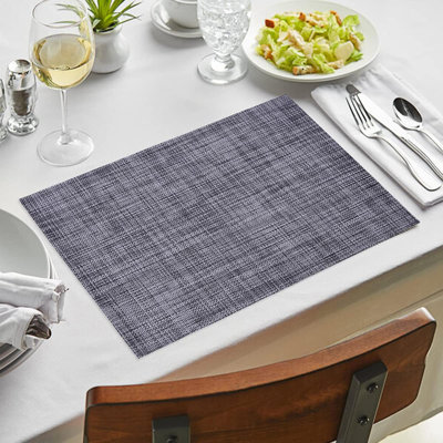 Ensemble de 4 napperons gris en vinyle gris résistant à la chaleur pour table de salle à manger