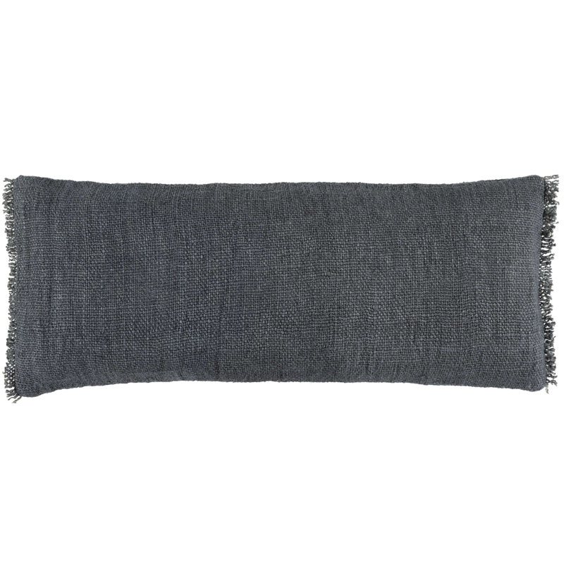Housse de coussin rectangulaire 100% lin Griffin, H 16 po x l 40 po, Gris foncé