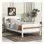 Lit simple avec tête et pied de lit, lit en bois d'hévéa, blanc