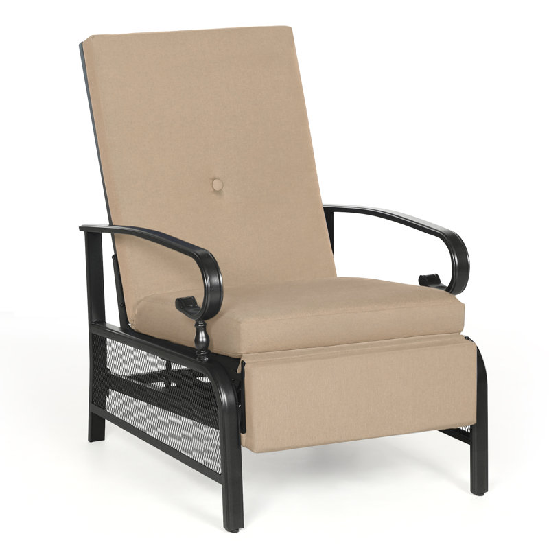 Chaise de patio inclinable avec coussins Baldewijn, Crème