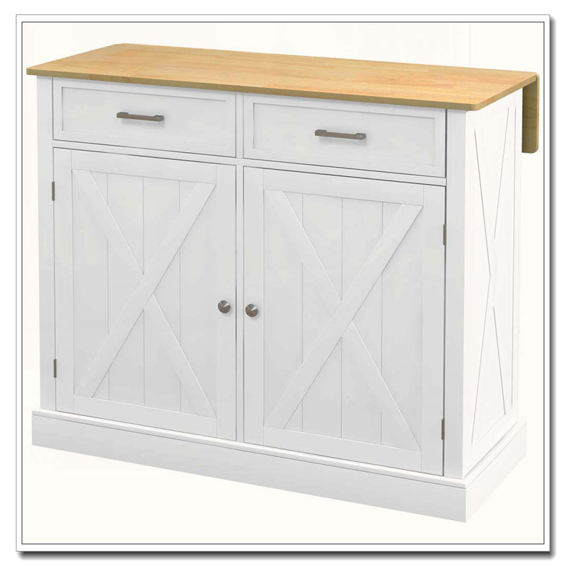 41.25" Rolling Kitchen Island with Drop Leaf
