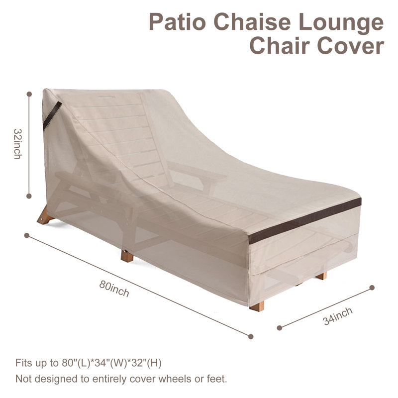 Patio Chaise Lounge Cover, 32"H x 34"W x 80"D