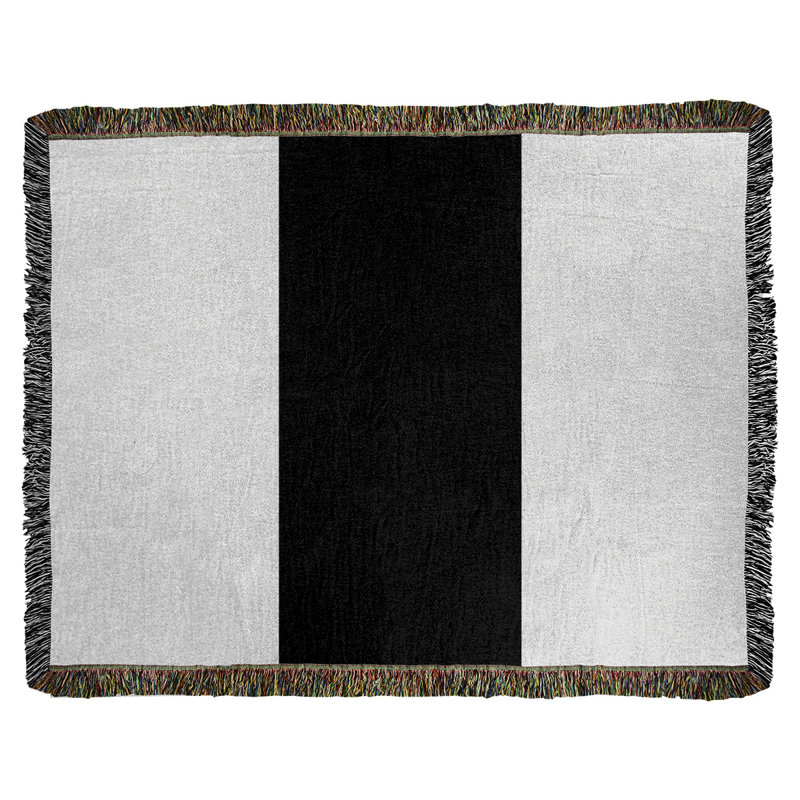 Brooklyn Hand Woven Throw Blanket, White/Black/White, 52" W x 37" L