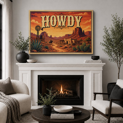 «Howdy Western Desert», œuvre d'art, impression sur toile encadrée