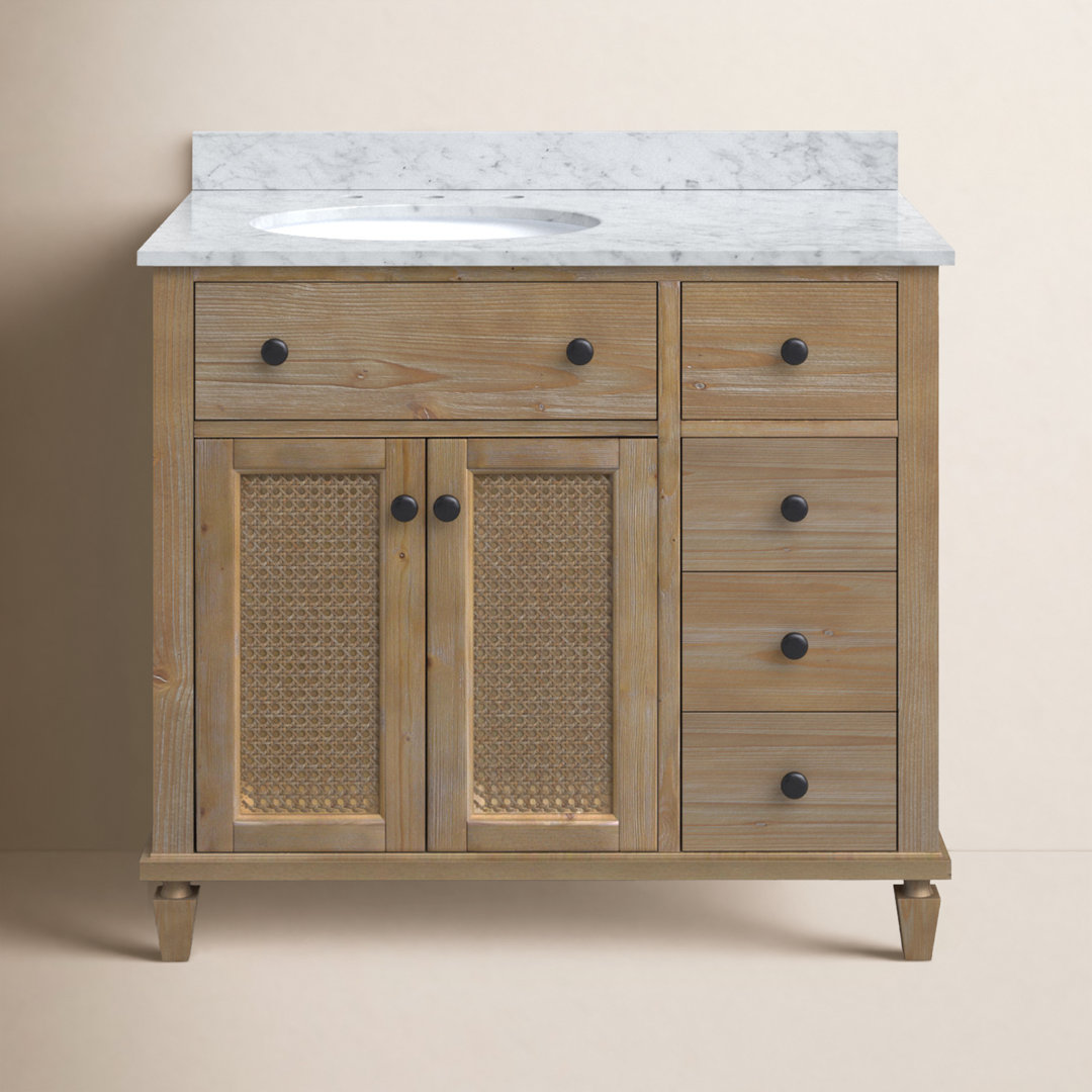Berkely 36'' Single Bathroom Vanity with Carrara Marble Top Birch Lane™