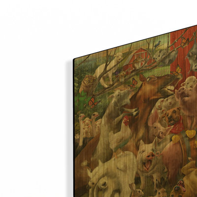 'Farmyard Frenzy' By Bigelow Illustrations Gold Metal Wall Art, 16" x 12"