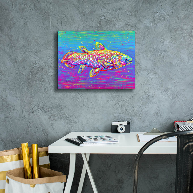 «Coelacanth Ancestor Of The Deep» par Rebecca Wang, art mural sur toile, 54 po x 40 po, H 12 po x l 16 po x P 0,75 po