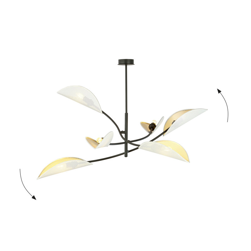 6 - Light Chandelier, White/Gold