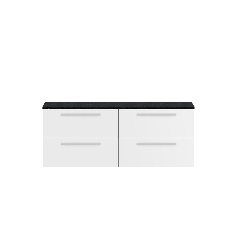 Quartet 144.1cm Double Bathroom Vanity Base Only, White Gloss