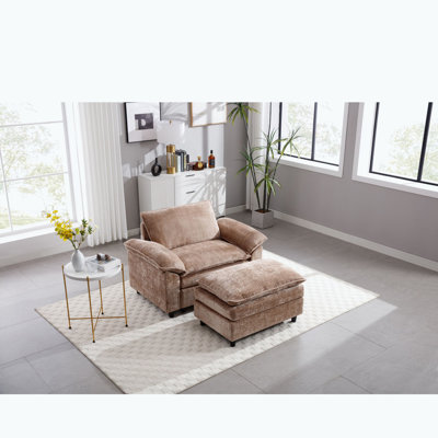 Fauteuil surdimensionné avec repose-pieds Chenille