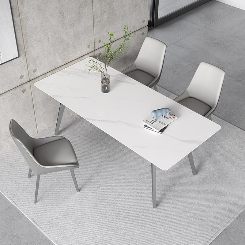 Crystine Metal Base Dining Table, 29.52"H x 55.11"L x 31.49"W