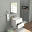 Ensemble de meuble-lavabo mural 24 po avec lavabo et miroir, deux tiroirs, lavabo en céramique, structure en aluminium argenté, assemblage facile, poignée longue en métal doré, 2 tiroirs de rangement