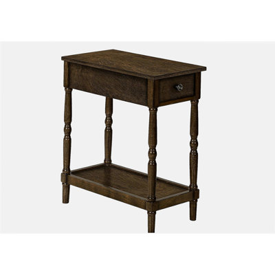 Accent Table, 2 Tier, End, Side Table, Nightstand, Bedroom, Narrow, Lamp, Storage Drawer, Brown Veneer, Traditional