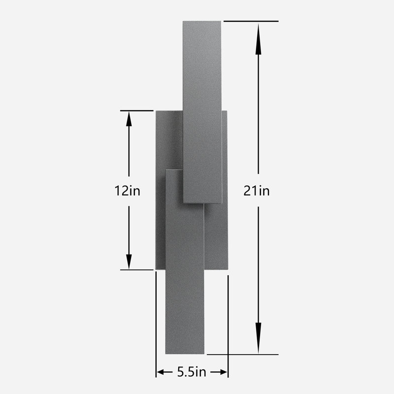 21''H Dimmable LED Gray Aluminum Wall Light, Matte Gray, 21" H x 5.5" W x 3.5" D