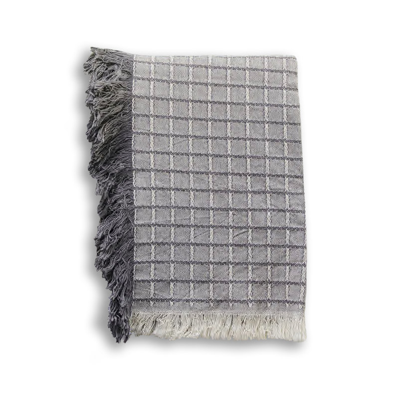 Jeté tissé 46 x 67, Gris à carreaux