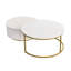 Table basse gigogne moderne cannelée avec tiroir en blanc et or 31,5 po Modern