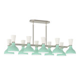 Clare Chandelier - 10-Light - Modern Brass - Baby Blue