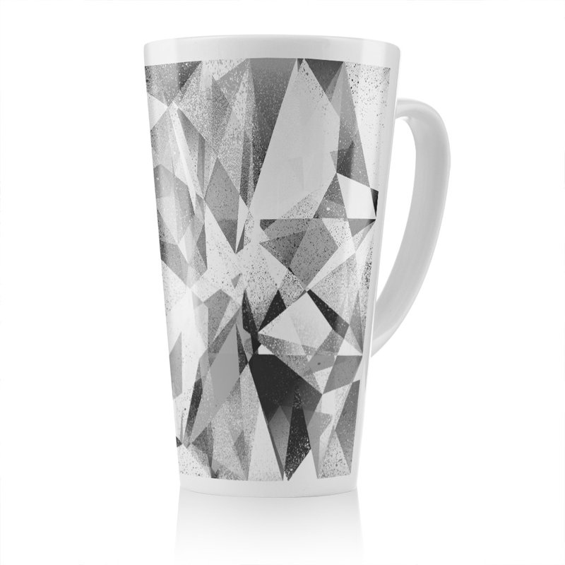White Geometric Grunge Pattern Latte Mug