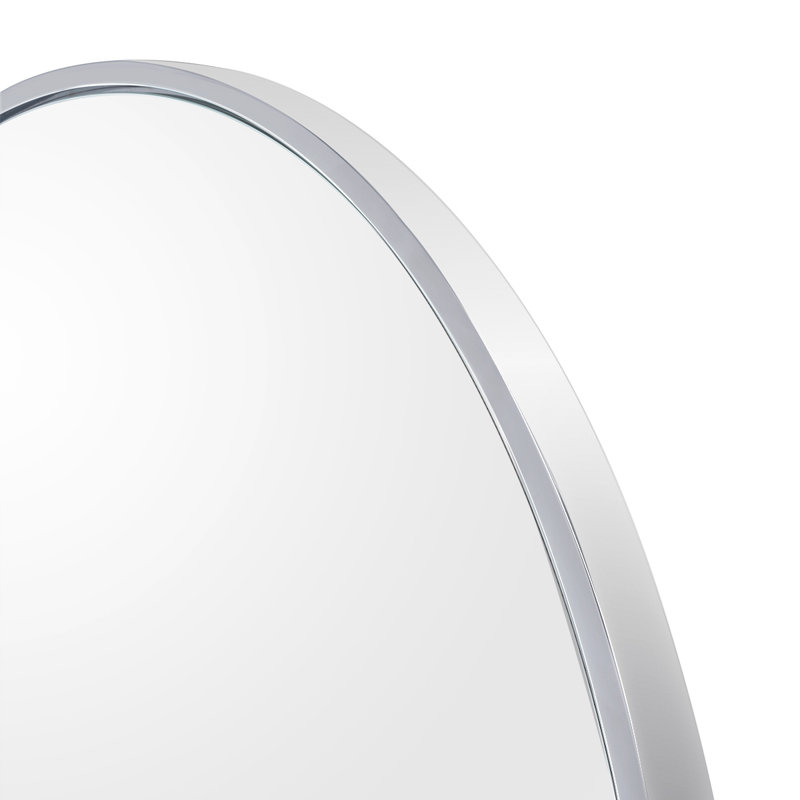 Chaya Metal Oval Wall Mirror, Polish Chrome, 91.4cm H x 55.9cm W