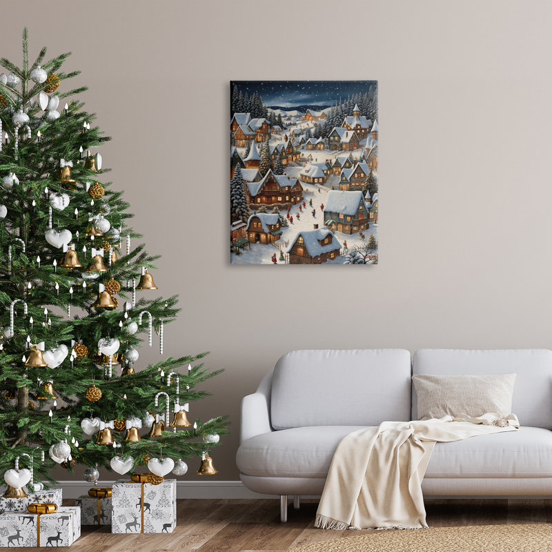 Village de Noël enneigé, H 40 po x l 30 po x P 1,5 po